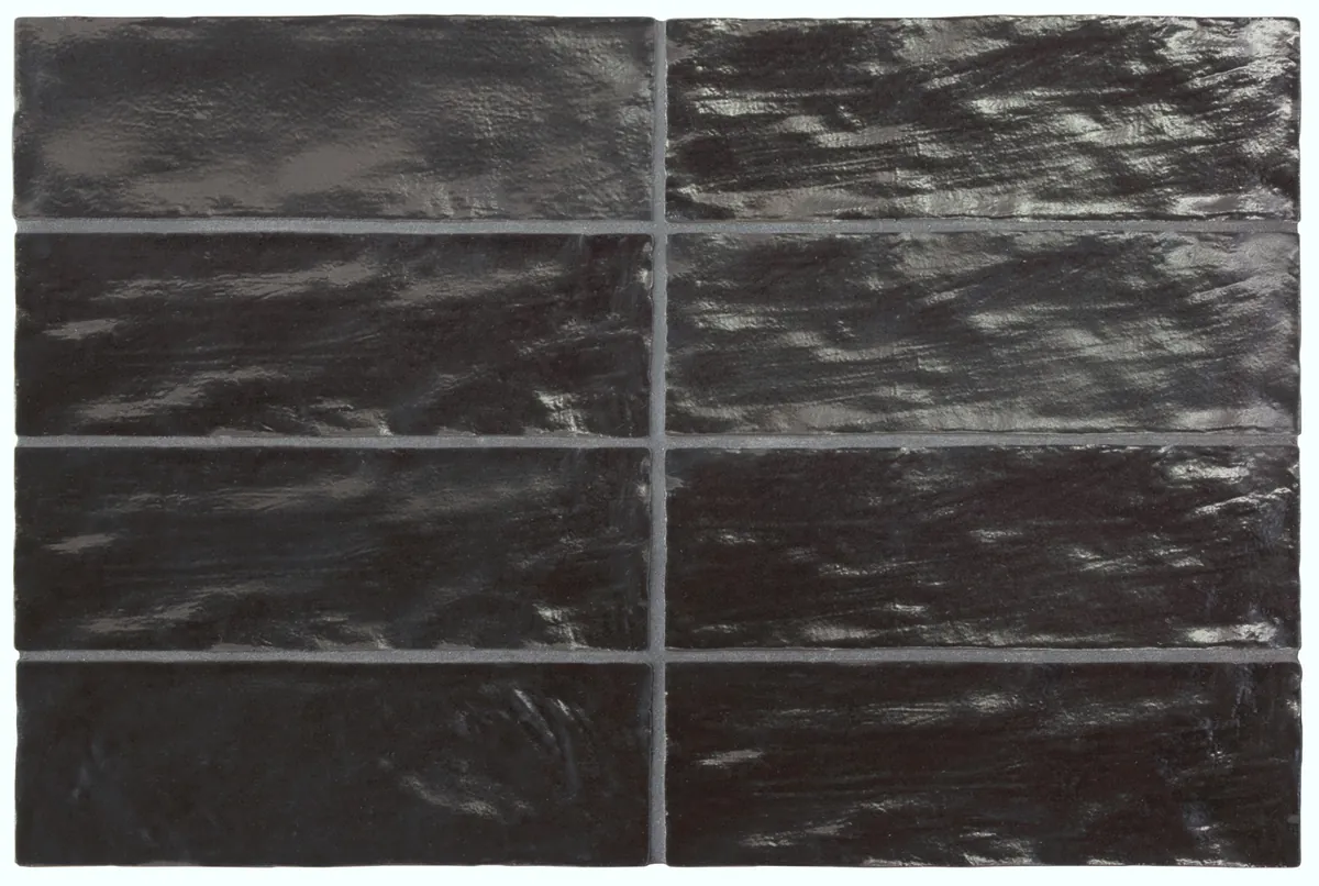 Equipe Mallorca Black szatén csempe 6,5x20 cm