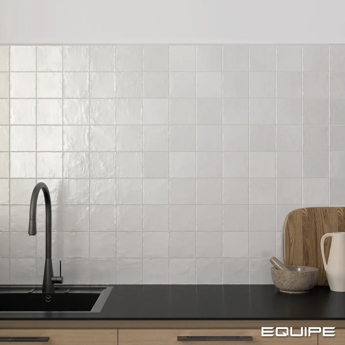 Equipe Mallorca Grey szatén csempe 10x10 cm