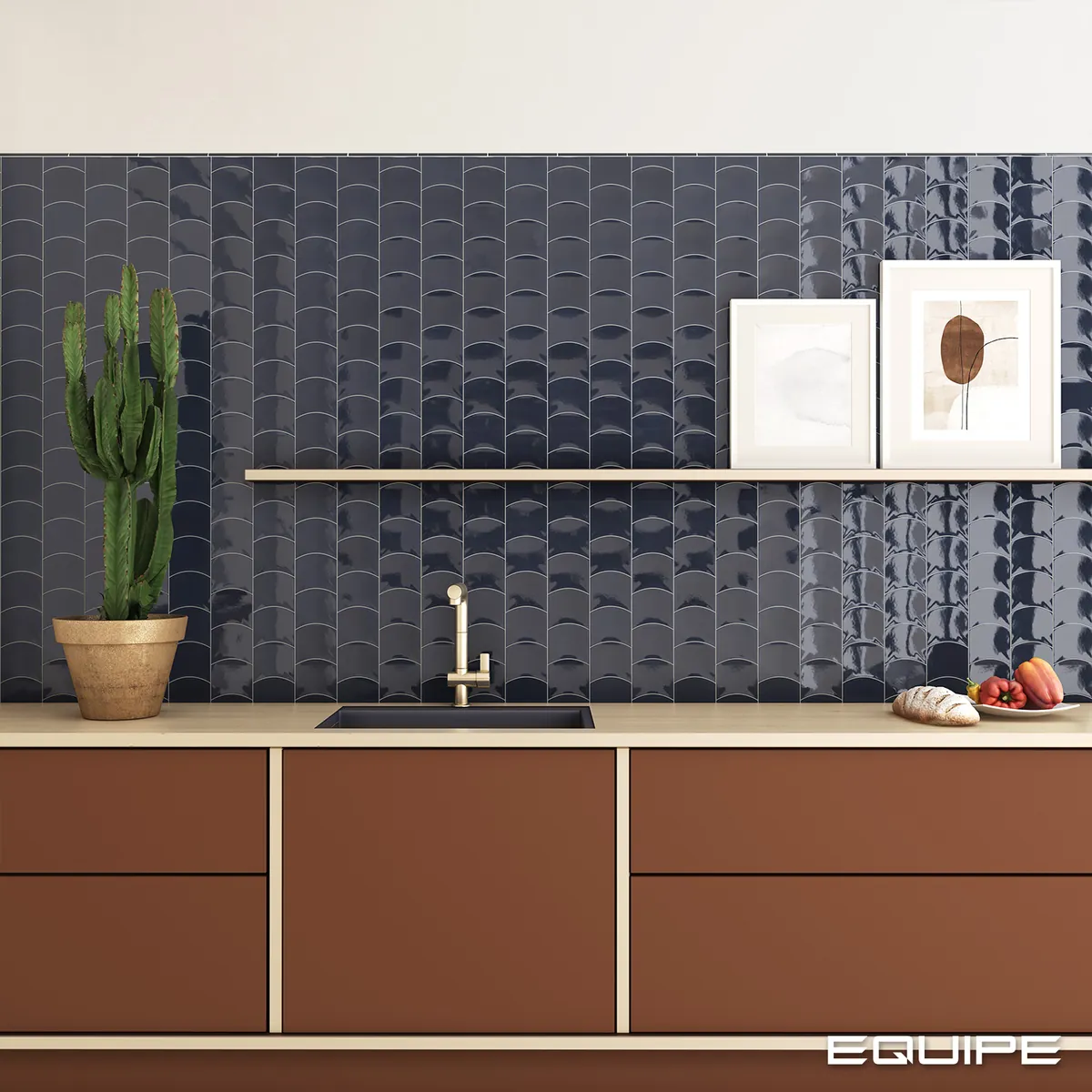 Equipe Wave Blue Reef fényes csempe 12x12 cm