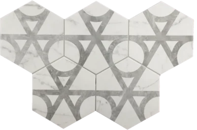 Equipe Carrara Hexagon Flow matt dekorcsempe 17,5x20 cm