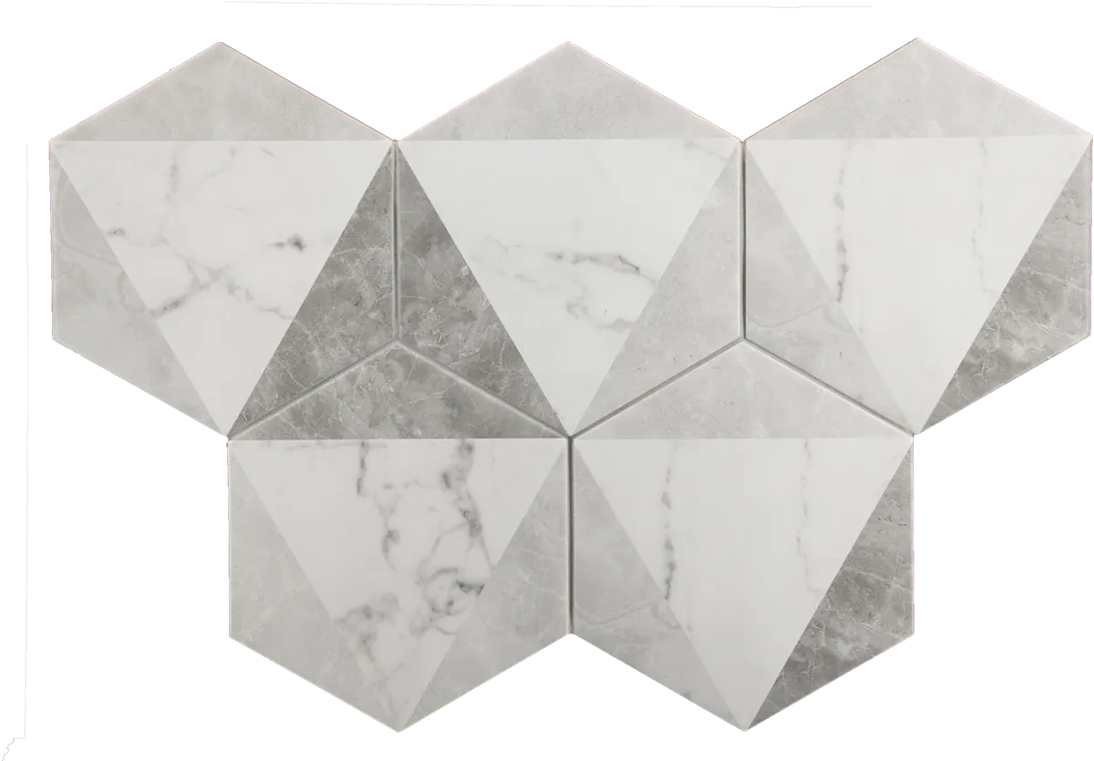 Equipe Carrara Hexagon Peak matt dekorcsempe 17,5x20 cm