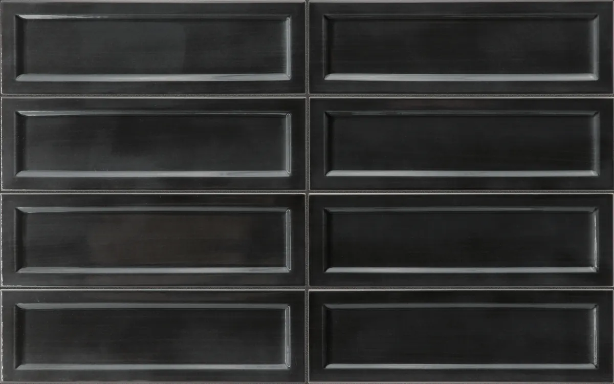 Equipe Island Frame Black fényes dekorcsempe 6,5x20 cm