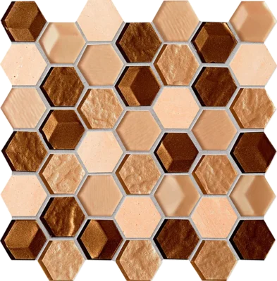 Tubadzin Drops Stone Brown Hex matt-fényes mozaik 29,8x30 cm