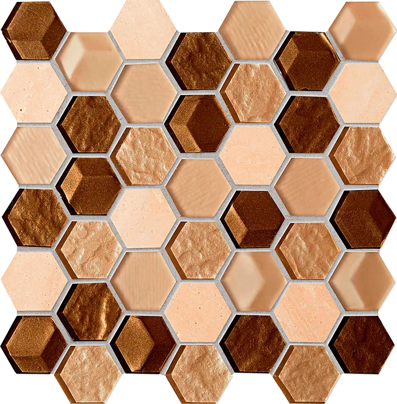 Tubadzin Drops Stone Brown Hex matt-fényes mozaik 29,8x30 cm