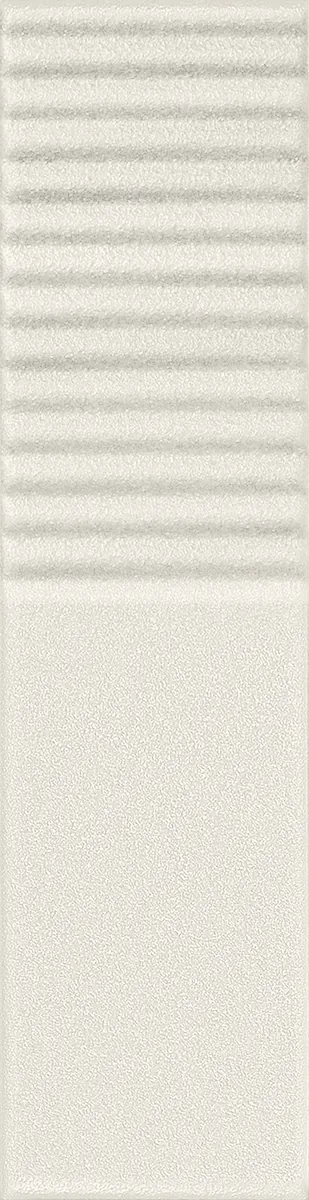 Tubadzin Groove White Sugar 2 fényes strukturált csempe 7,8x29,8 cm