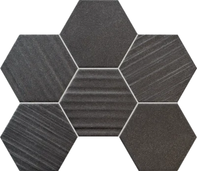 Tubadzin Horizon Hex Black matt-fényes mozaik 22,1x28,9 cm