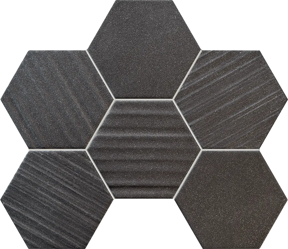 Tubadzin Horizon Hex Black matt-fényes mozaik 22,1x28,9 cm